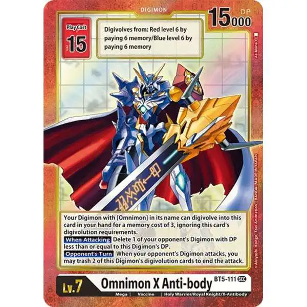 Digimon Trading Card Game Battle of Omni Secret Rare Omnimon X Anti-body BT5-111 [Alternate Art]