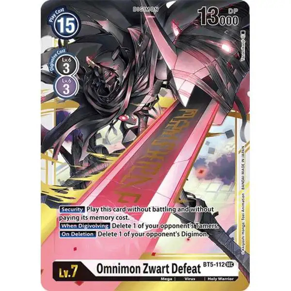 Digimon Trading Card Game Battle of Omni Secret Rare Omnimon Zwart Defeat BT5-112