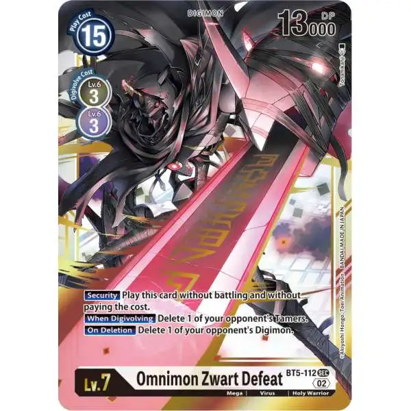 Digimon Trading Card Game Resurgence Booster Secret Rare Omnimon Zwart Defeat BT5-112 [Reprint]