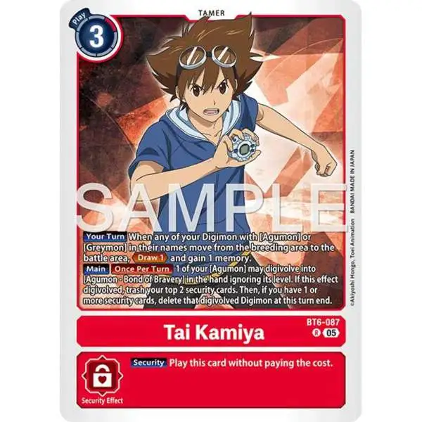 Trading Card Game Advanced Booster Digimon Generation Rare Tai Kamiya BT6-087 [Reprint]