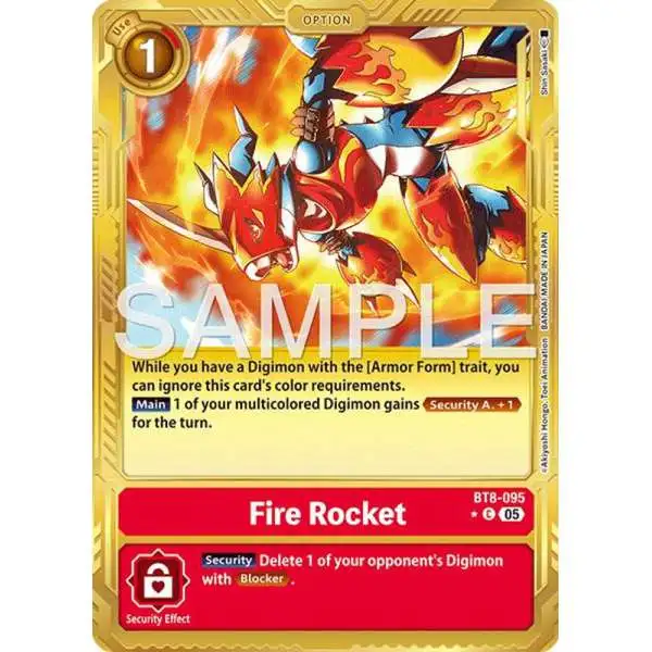Trading Card Game Advanced Booster Digimon Generation Common Fire Rocket BT8-095 [Gold Border]