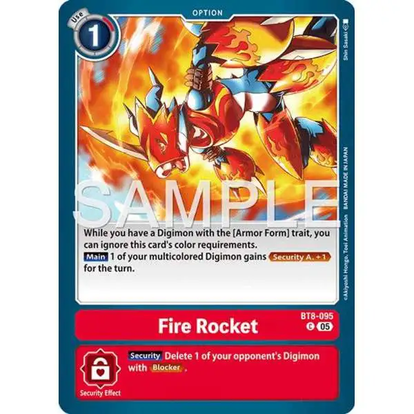Trading Card Game Advanced Booster Digimon Generation Common Fire Rocket BT8-095 [Reprint]