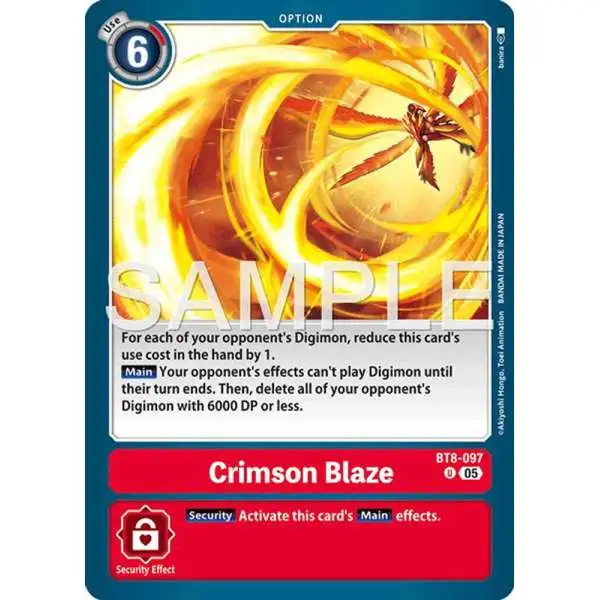 Trading Card Game Advanced Booster Digimon Generation Uncommon Crimson Blaze BT8-097 [Reprint]