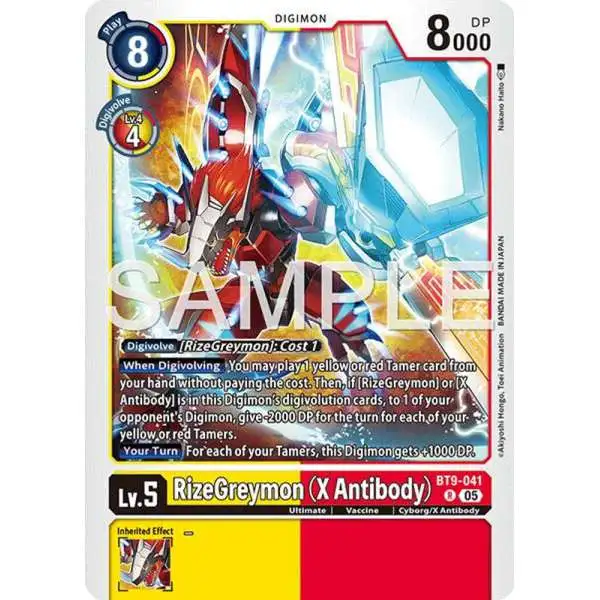 Trading Card Game Advanced Booster Digimon Generation Rare RizeGreymon BT9-041 [X Antibody Reprint]