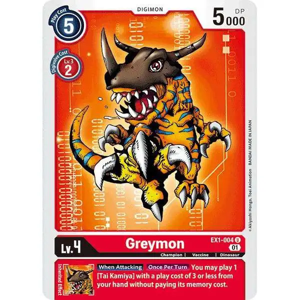 Digimon Trading Card Game Classic Collection Uncommon Greymon EX1-004