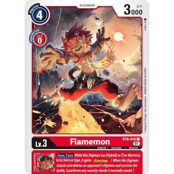Digimon Trading Card Game Double Diamond Uncommon Flamemon BT6-010