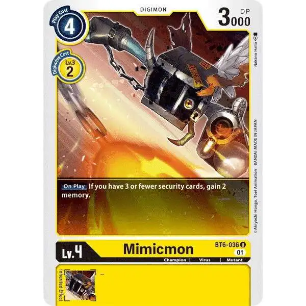 Digimon Trading Card Game Double Diamond Uncommon Mimicmon BT6-036