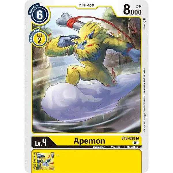 Digimon Trading Card Game Double Diamond Common Apemon BT6-038