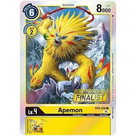 Digimon Trading Card Game Double Diamond Common Apemon BT6-038 [2022 Championship Online Finalist]