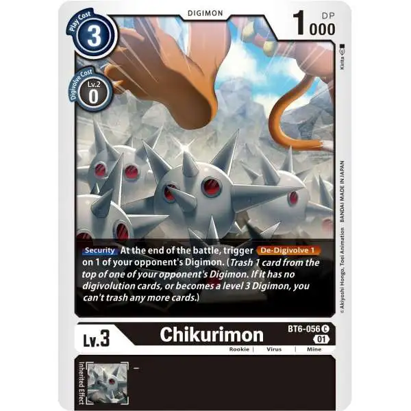 Digimon Trading Card Game Double Diamond Common Chikurimon BT6-056