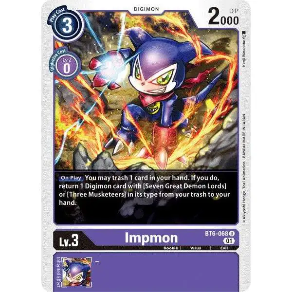 Digimon Trading Card Game Double Diamond Uncommon Impmon BT6-068