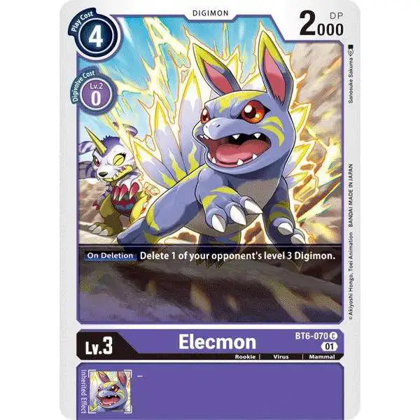 Digimon Trading Card Game Double Diamond Common Elecmon BT6-070