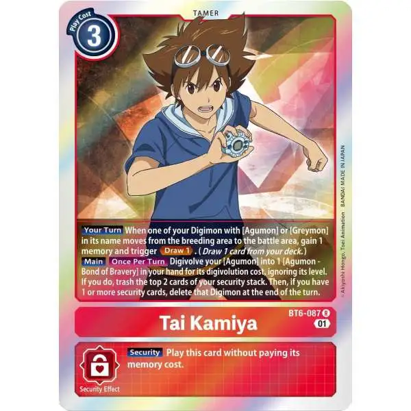 Digimon Trading Card Game Double Diamond Rare Tai Kamiya BT6-087