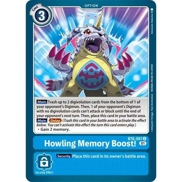 Digimon Trading Card Game Double Diamond Uncommon Howling Memory Boost! BT6-097