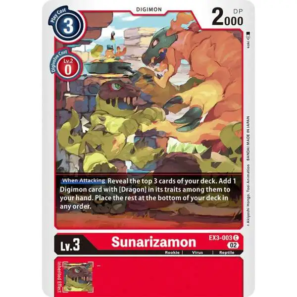 Digimon Trading Card Game Draconic Roar Common Sunarizamon EX3-003