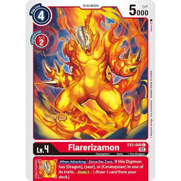 Digimon Trading Card Game Draconic Roar Common Flarerizamon EX3-006