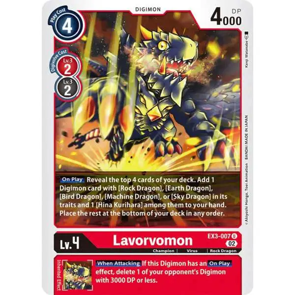 Digimon Trading Card Game Draconic Roar Uncommon Lavorvomon EX3-007