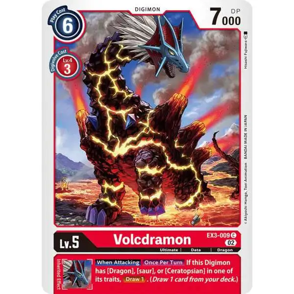 Digimon Trading Card Game Draconic Roar Common Volcdramon EX3-009