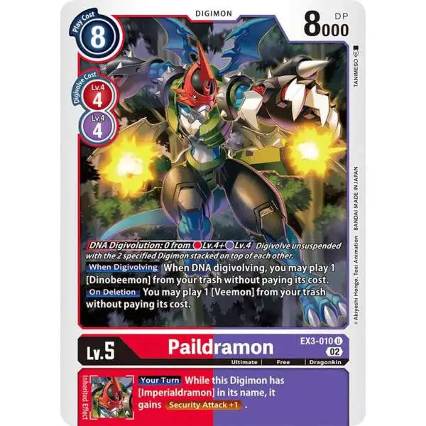 Digimon Trading Card Game Draconic Roar Uncommon Paildramon EX3-010