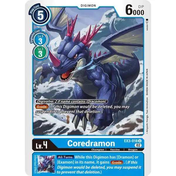 Digimon Trading Card Game Draconic Roar Uncommon Coredramon - EX3-018 EX3-018