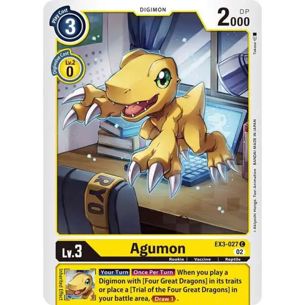 Digimon Trading Card Game Draconic Roar Common Agumon EX3-027