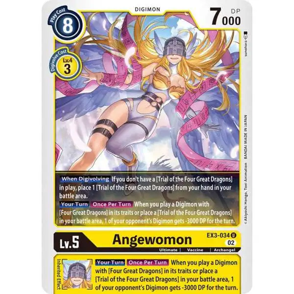 Digimon Trading Card Game Draconic Roar Uncommon Angewomon EX3-034