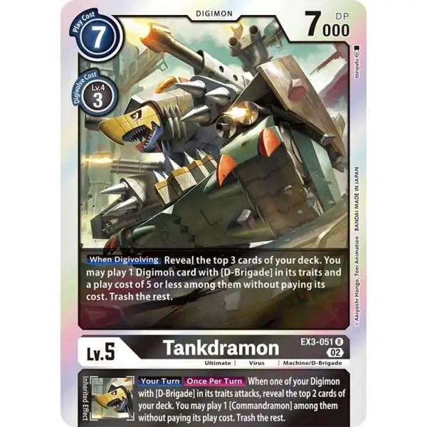 Digimon Trading Card Game Draconic Roar Rare Tankdramon EX3-051