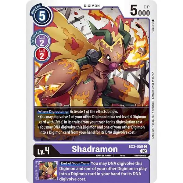 Digimon Trading Card Game Draconic Roar Common Shadramon EX3-058