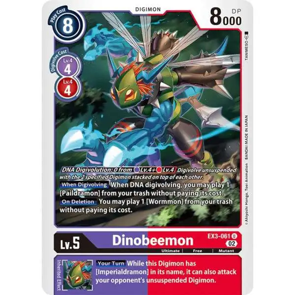 Digimon Trading Card Game Draconic Roar Uncommon Dinobeemon EX3-061