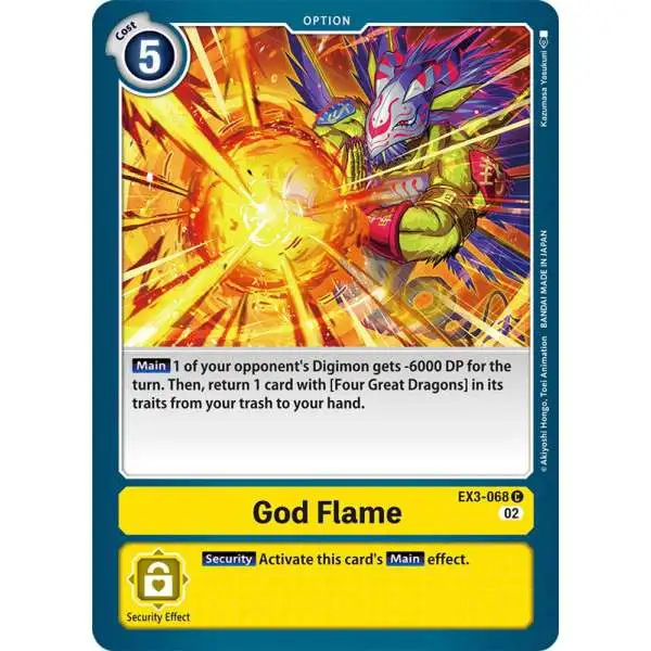 Digimon Trading Card Game Draconic Roar Common God Flame EX3-068