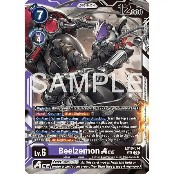 Digimon Trading Card Game Sinister Order Secret Rare Beelzemon ACE EX10-074
