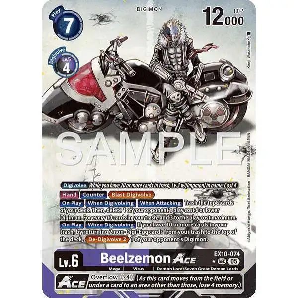 Digimon Trading Card Game Sinister Order Secret Rare Beelzemon ACE alternate art EX10-074