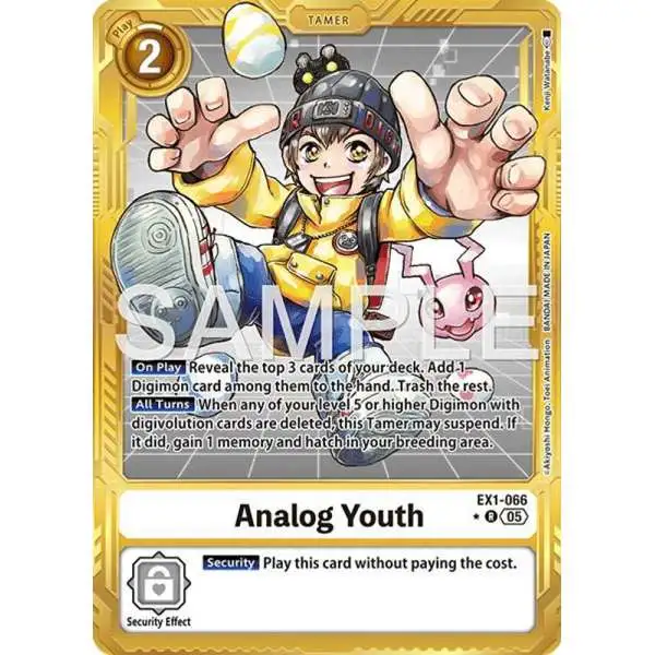 Trading Card Game Advanced Booster Digimon Generation Rare Analog Youth EX1-066 [Gold Border]