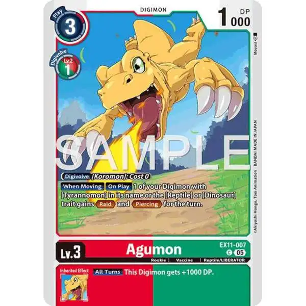 Digimon Trading Card Game Dawn of Liberator Common Agumon EX11-007