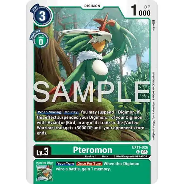 Digimon Trading Card Game Dawn of Liberator Common Pteromon EX11-026
