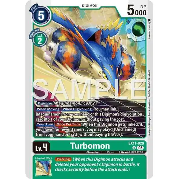 Digimon Trading Card Game Dawn of Liberator Uncommon Turbomon EX11-029