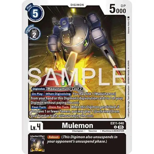 Digimon Trading Card Game Dawn of Liberator Uncommon Mulemon EX11-040