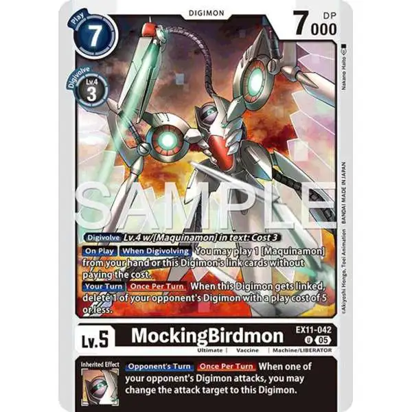 Digimon Trading Card Game Dawn of Liberator Uncommon MockingBirdmon EX11-042