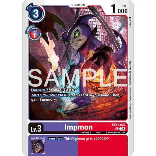 Digimon Trading Card Game Dawn of Liberator Common Impmon EX11-047