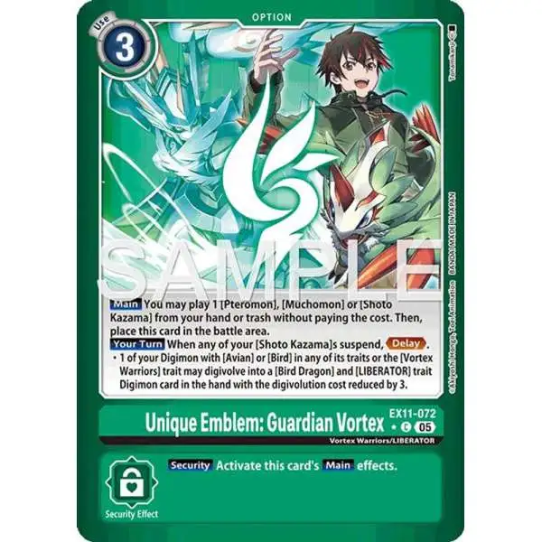 Digimon Trading Card Game Dawn of Liberator Common Unique Emblem: Guardian Vortex EX11-072 [Limited Foil]