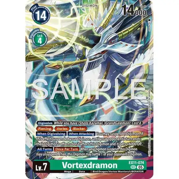 Digimon Trading Card Game Dawn of Liberator Secret Rare Vortexdramon EX11-074
