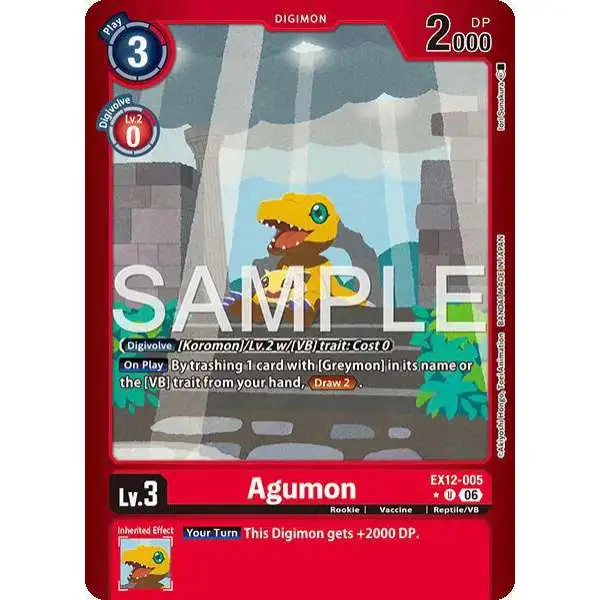 Digimon Trading Card Game Digital World Shambala Uncommon Agumon EX12-005 [Limited Foil]