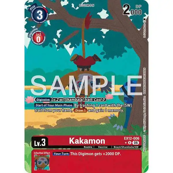 Digimon Trading Card Game Digital World Shambala Rare Kakamon EX12-006 [Box Topper]