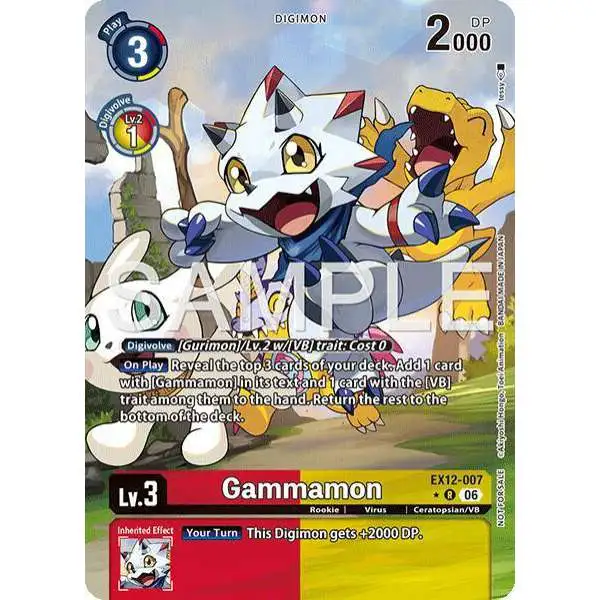 Digimon Trading Card Game Digital World Shambala Rare Gammamon EX12-007 [Box Topper]