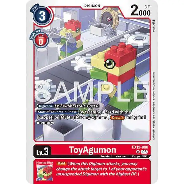 Digimon Trading Card Game Digital World Shambala Rare ToyAgumon EX12-008