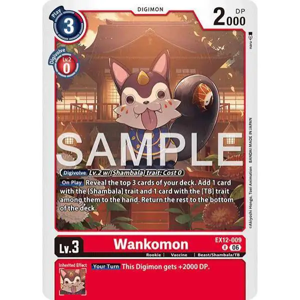 Digimon Trading Card Game Digital World Shambala Rare Wankomon EX12-009