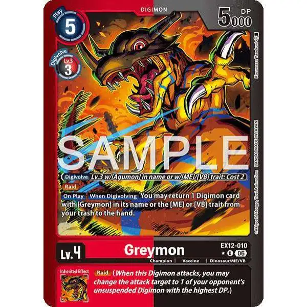 Digimon Trading Card Game Digital World Shambala Uncommon Greymon EX12-010 [Limited Foil]