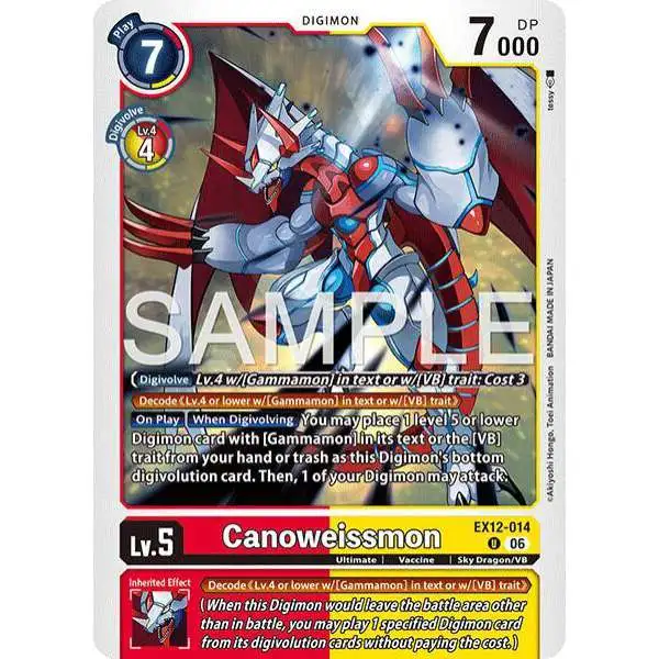 Digimon Trading Card Game Digital World Shambala Uncommon Canoweissmon EX12-014