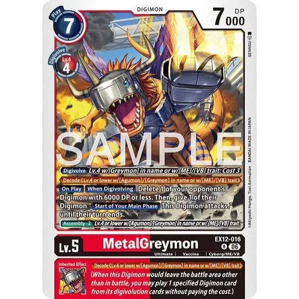 Digimon Trading Card Game Digital World Shambala Rare MetalGreymon EX12-016