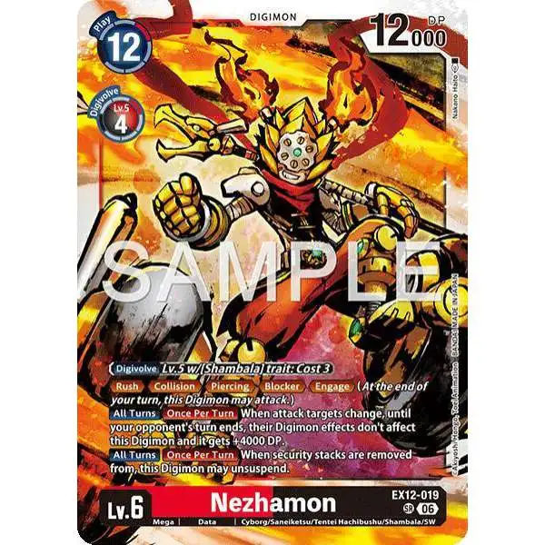 Digimon Trading Card Game Digital World Shambala Super Rare Nezhamon EX12-019